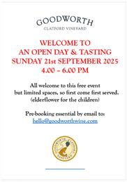 OPEN DAY AND TASTING AT GOODWORTH VINEYARD